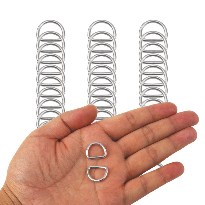 Rrina 30Pcs 304 Stainless Steel Welded Heavy D-Rings for Hand DIY Accessories Hardware Bags Ring Dog Leashes Dee Ring (1/2inch) - Image 1